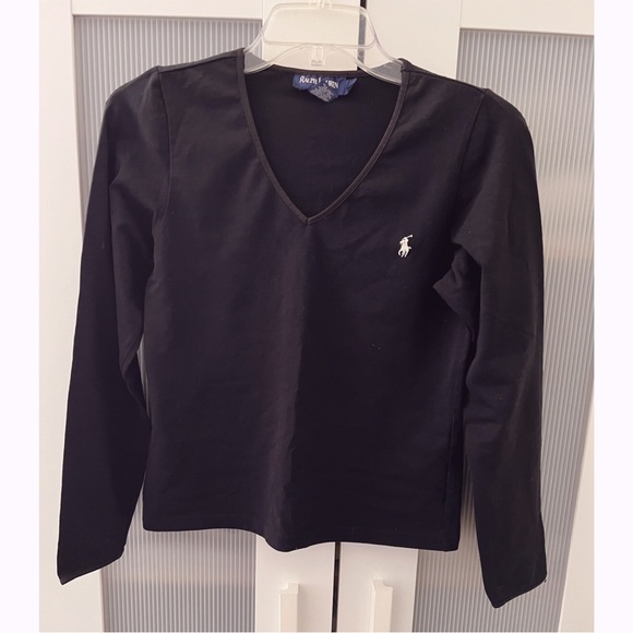 Vintage Ralph Lauren Blue Label Black V-neck Stretch Base Layer - Picture 1 of 3